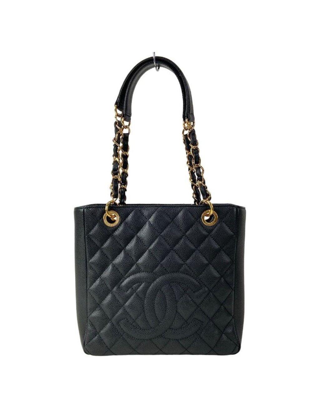 Chanel Tote Bag Reprint Chain Black Gold